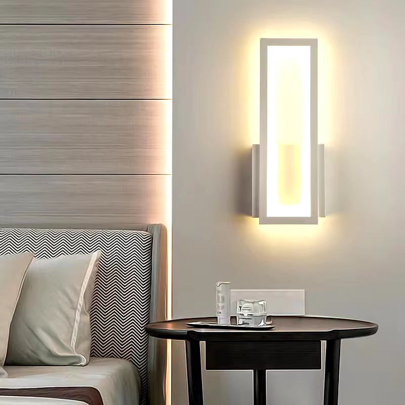 Sleek Modern Minimalist LED Wall Lamps - Stylish Black & White Sconces for Living Room & Bedroom Decor, 16W Aisle Lighting
